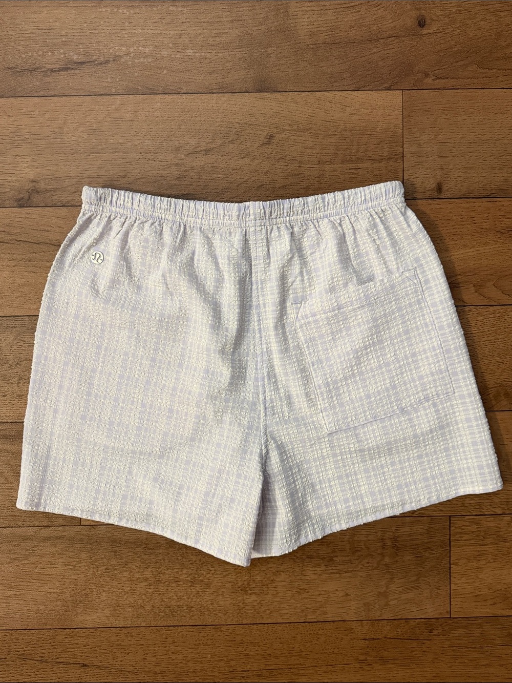Lululemon Size XS Seersucker Check Pull-On Short 3" Butter Cream Lavender Dainty - Picture 4 of 14